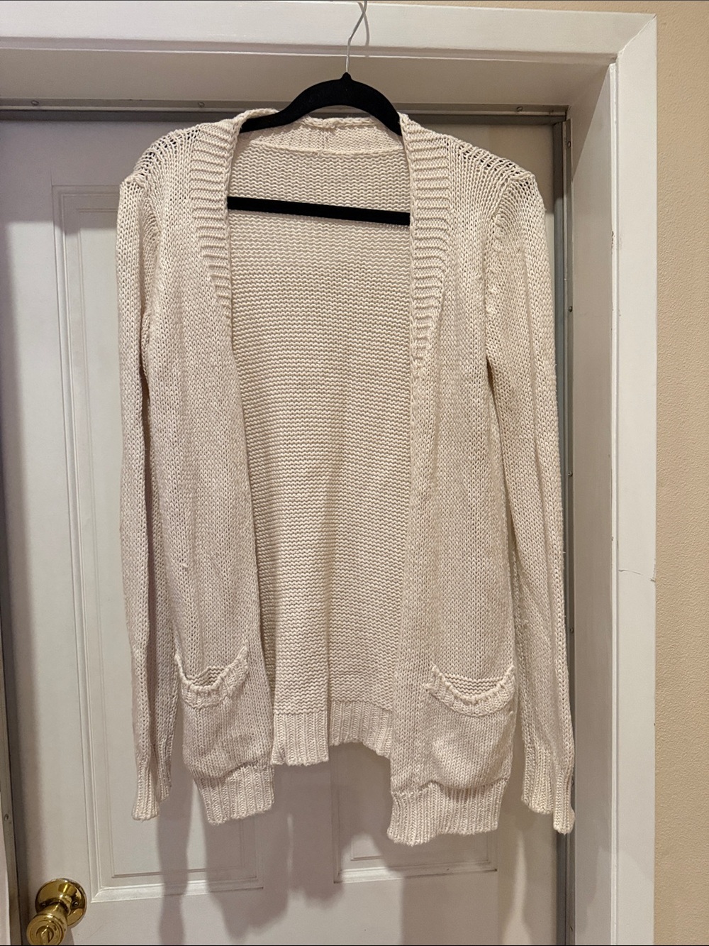 Brandy Melville Cream Open-Front Knit Cardigan
